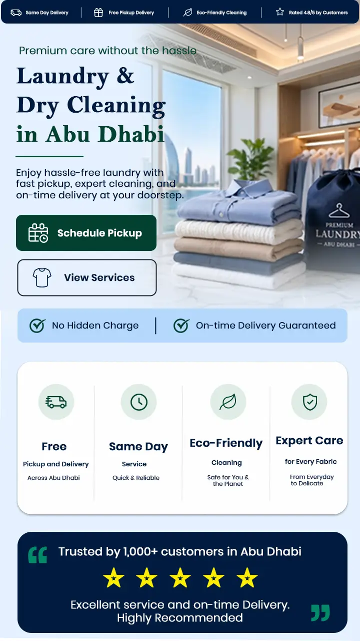 Laundry And Dry Cleaning Services Abu Dhabi mobile banner image