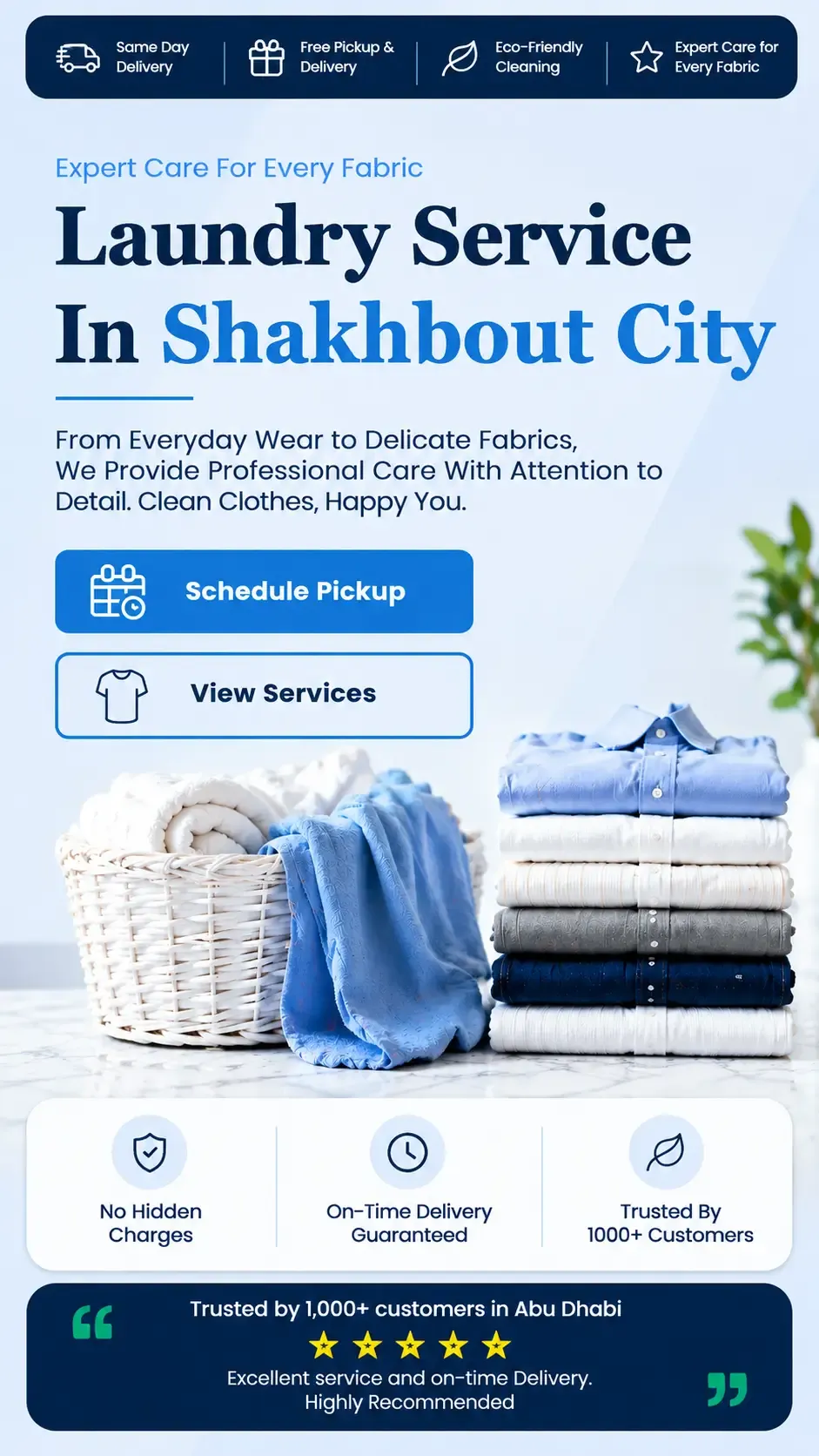Laundry Service in Shakhbout City Mobile Banner Image